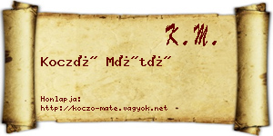 Koczó Máté névjegykártya